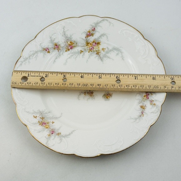 Limoges Elite 5 Salad Plate Lot Pink Yellow Floral Spray Gold Rim J.Mc.D&S - Picture 6 of 6